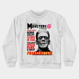 Vintage pulp horror magazine, Boris Karloff Frankenstein Crewneck Sweatshirt